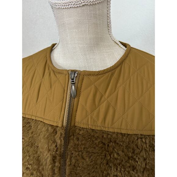 prAna Women's Good Lux Sherpa Quilted Jacket Small Tan Brown Full Zip Fleece - Picture 3 of 10